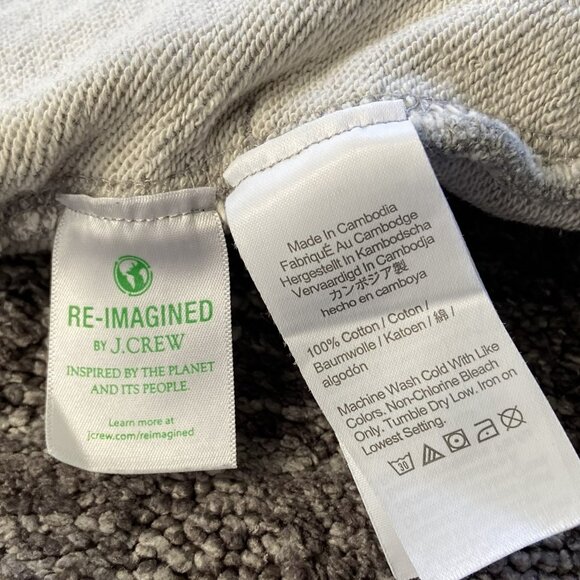 J.Crew University Terry Long Half-Zip Tunic Sweatshirt Gray Size Large - Picture 12 of 13